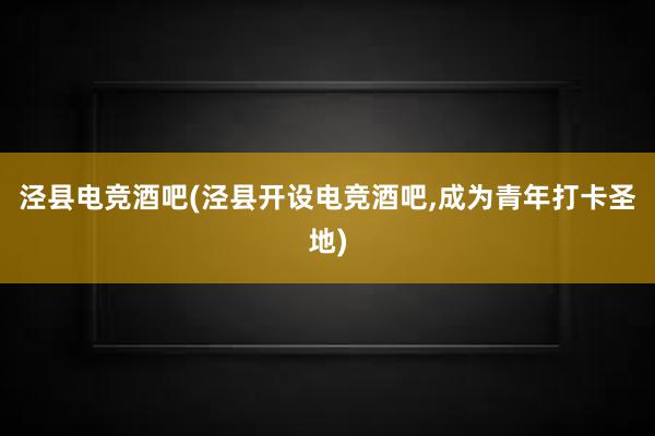 泾县电竞酒吧(泾县开设电竞酒吧，成为青年打卡圣地)