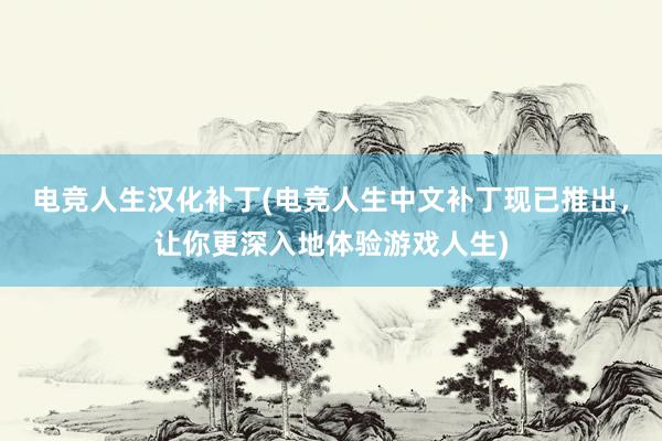 电竞人生汉化补丁(电竞人生中文补丁现已推出，让你更深入地体验游戏人生)