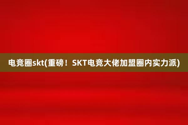 电竞圈skt(重磅！SKT电竞大佬加盟圈内实力派)