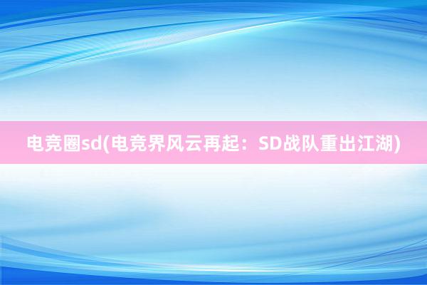 电竞圈sd(电竞界风云再起：SD战队重出江湖)