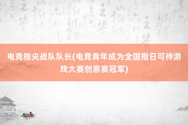 电竞指尖战队队长(电竞青年成为全国指日可待游戏大赛创意赛冠军)