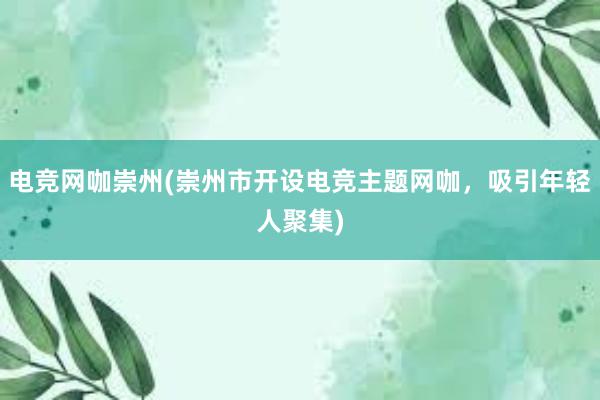 电竞网咖崇州(崇州市开设电竞主题网咖，吸引年轻人聚集)