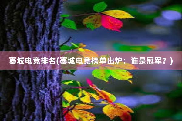 藁城电竞排名(藁城电竞榜单出炉：谁是冠军？)