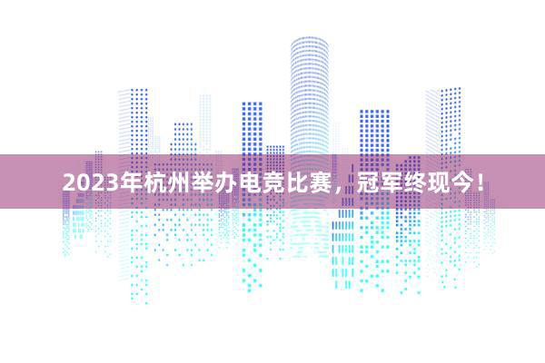 2023年杭州举办电竞比赛，冠军终现今！