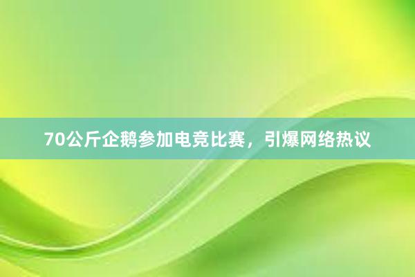 70公斤企鹅参加电竞比赛，引爆网络热议