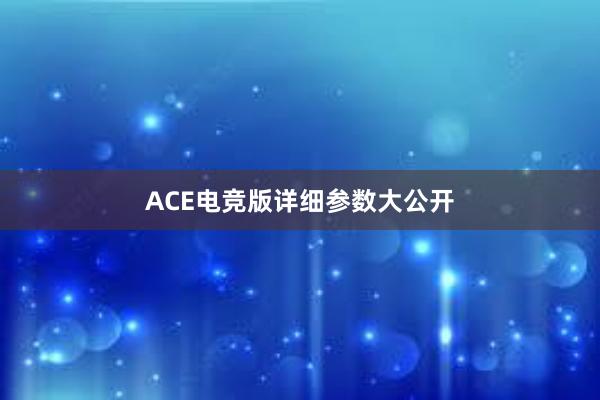 ACE电竞版详细参数大公开