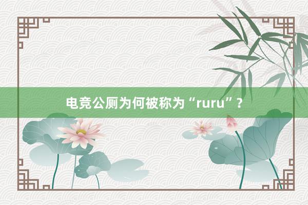 电竞公厕为何被称为“ruru”？